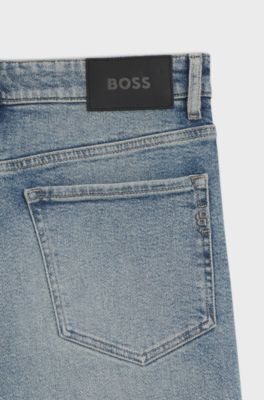 Straight-fit jeans in bright-blue stretch denim, Blue