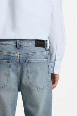 Straight-fit jeans in bright-blue stretch denim, Blue