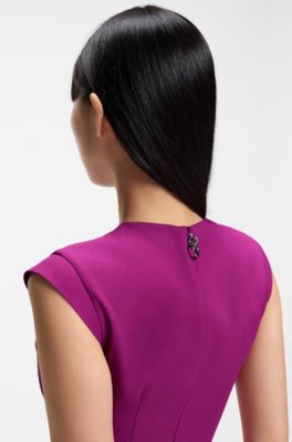 Crepe dress with draped detail, Dark pink