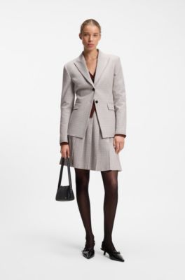 Pleated mini skirt with micro check, Patterned