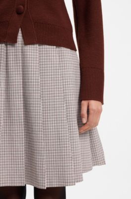 Pleated mini skirt with micro check, Patterned