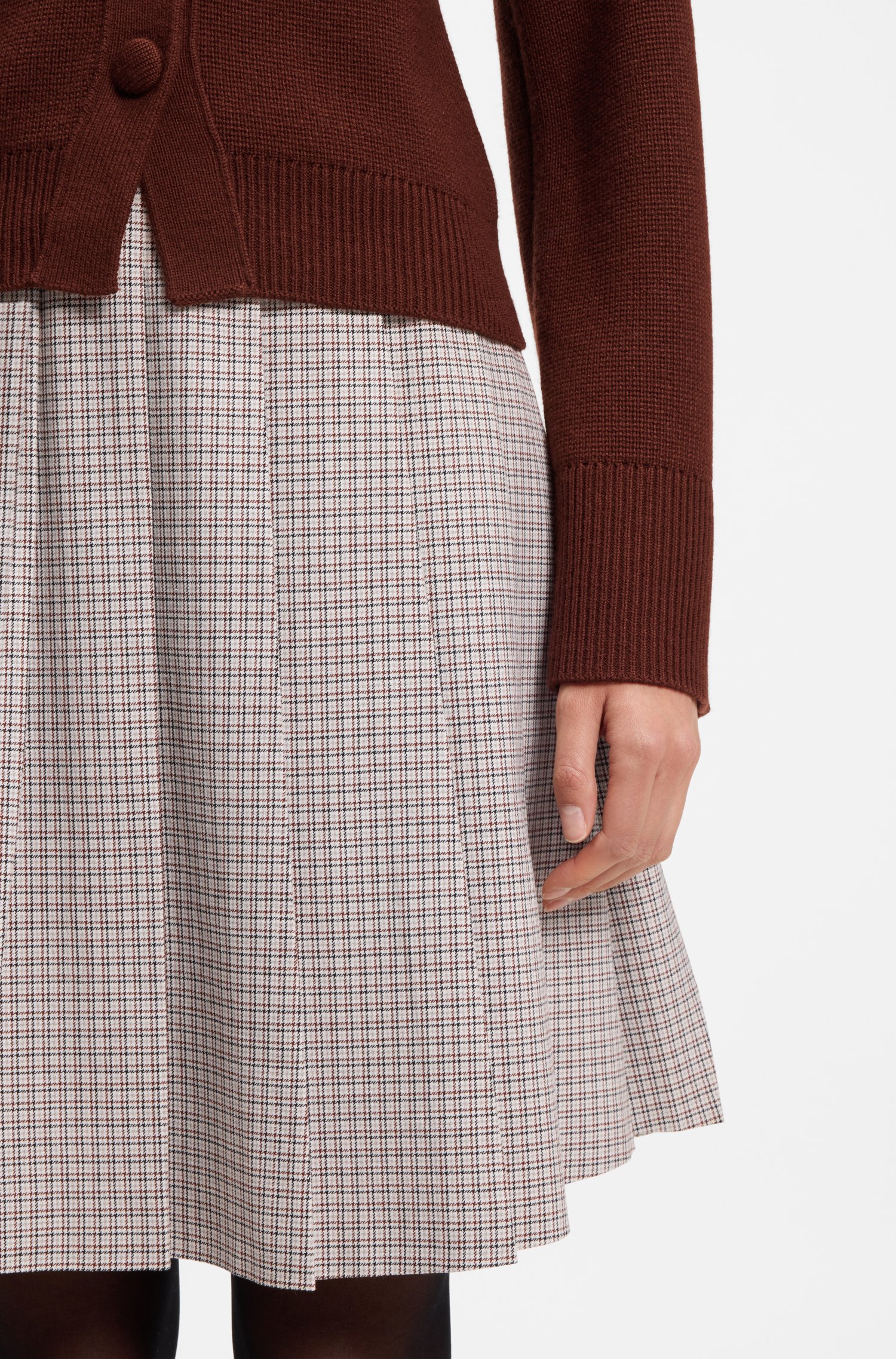 Hugo Pleated mini skirt with micro check kjolar dam – bild 3