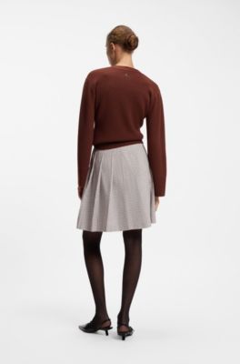 Pleated mini skirt with micro check, Patterned