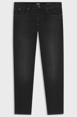Maine Regular-fit jeans in stretch cotton blend, Black