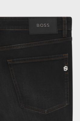 Maine Regular-fit jeans in stretch cotton blend, Black