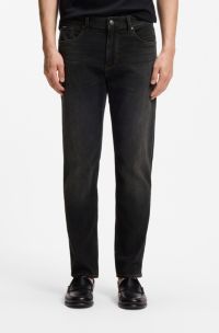 Maine Regular-fit jeans in stretch cotton blend, Black