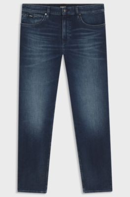 Maine Regular-fit jeans in dark blue stretch cotton, Dark Blue