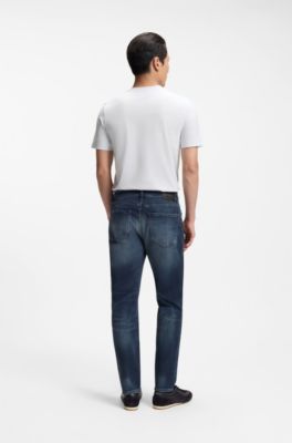 Maine Regular-fit jeans in dark blue stretch cotton, Dark Blue
