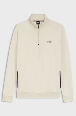 Cotton-blend jacket with metallic logo, Natural