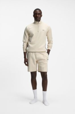 Cotton-blend jacket with metallic logo, Natural