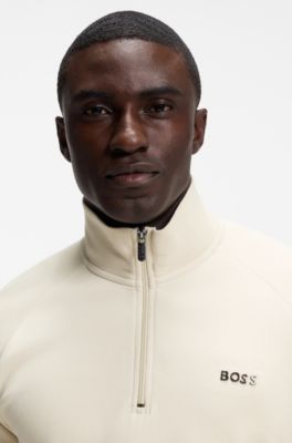 Cotton-blend jacket with metallic logo, White