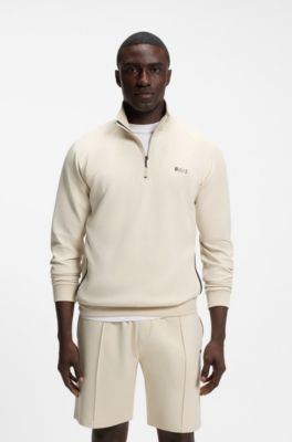 Cotton-blend jacket with metallic logo, Natural