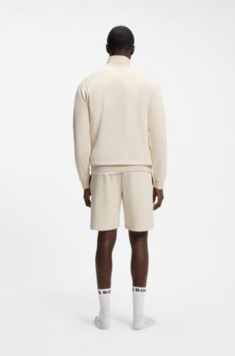 Cotton-blend jacket with metallic logo, Natural