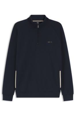 Cotton-blend jacket with metallic logo, Dark Blue