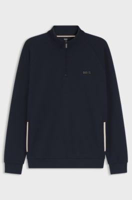 Cotton-blend jacket with metallic logo, Dark Blue