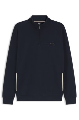Boss Uomo Blu Scuro Giacca In Misto Cotone Con Logo Metallizzato