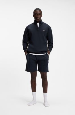 Cotton-blend jacket with metallic logo, Dark Blue