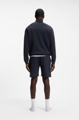 Cotton-blend jacket with metallic logo, Dark Blue