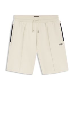 Cotton-blend shorts with metallic logo, White