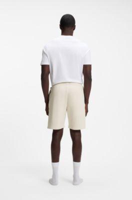 Cotton-blend shorts with metallic logo, Natural