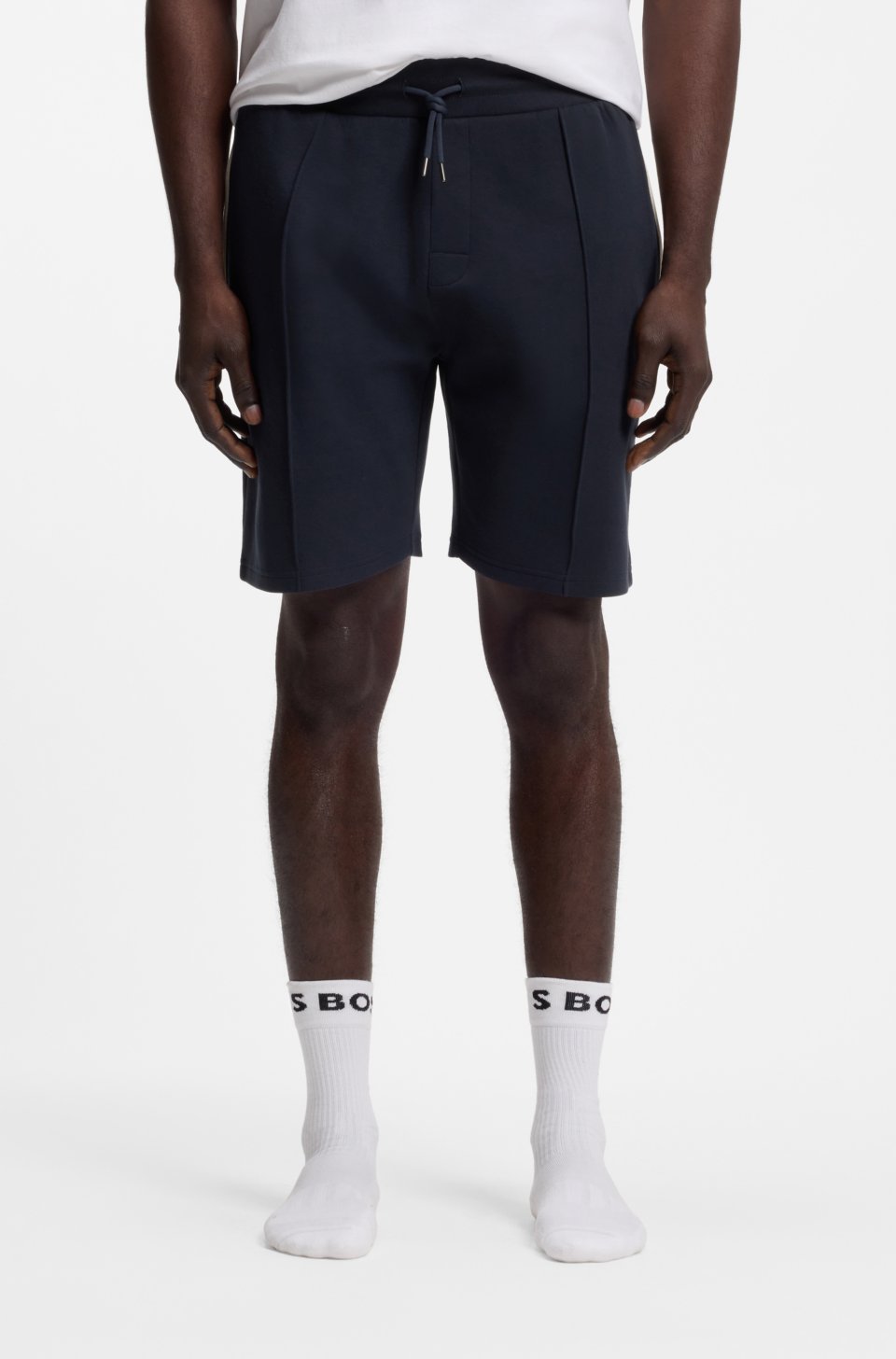 Cotton-blend shorts with metallic logo