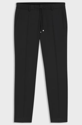 Slim-fit broek van scheerwollen serge, Zwart