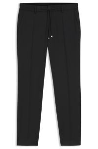 Slim-fit trousers in virgin-wool serge, Black