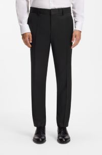 Slim-Fit Hose aus Schurwoll-Serge, Schwarz