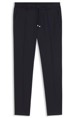 Slim-fit trousers in virgin-wool serge, Dark Blue