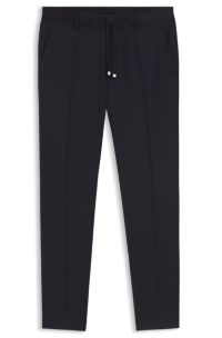 Slim-fit trousers in virgin-wool serge, Dark Blue