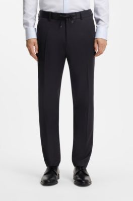Slim-fit trousers in virgin-wool serge, Dark Blue