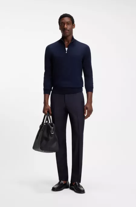 Pantalon de smoking ajusté avec finitions en mélange de soie