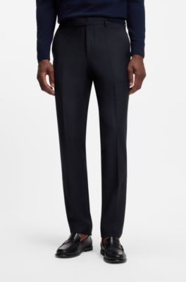 Slim-fit tuxedo trousers with silk-blend trims, Black
