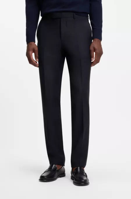 Pantalon de smoking ajusté avec finitions en mélange de soie