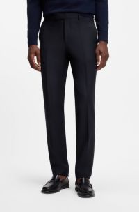 Slim-fit tuxedo trousers with silk-blend trims, Black