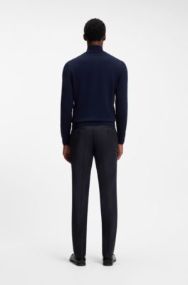 Slim-fit tuxedo trousers with silk-blend trims, Black