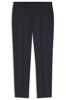 Extra-slim-fit trousers in bi-stretch virgin wool, Dark Blue