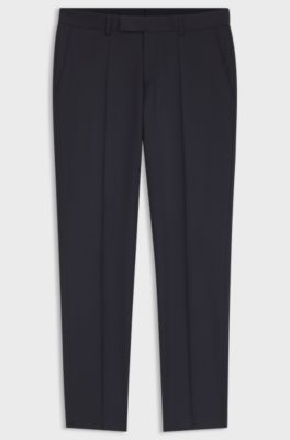 Extra-slim-fit trousers in bi-stretch virgin wool, Dark Blue