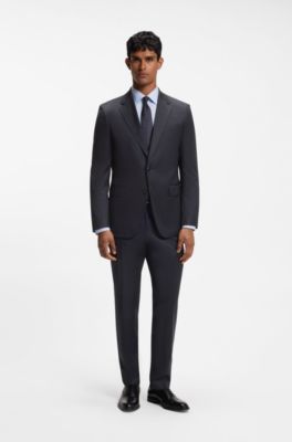 Extra-slim-fit trousers in bi-stretch virgin wool, Dark Blue