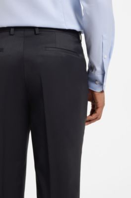 Extra-slim-fit trousers in bi-stretch virgin wool, Dark Blue
