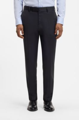 Extra-slim-fit trousers in bi-stretch virgin wool, Dark Blue