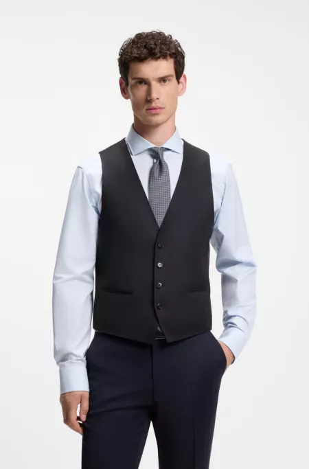 Chaleco slim fit en sarga de lana virgen