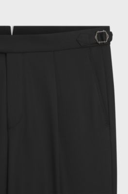 Tapered-fit trousers in virgin-wool serge, Black