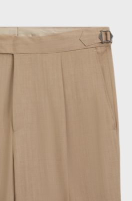 Tapered-fit broek in een serge van scheerwol, Beige