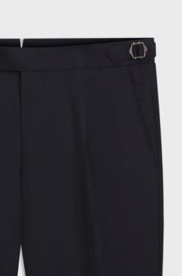 Tapered-fit trousers in virgin-wool serge, Dark Blue