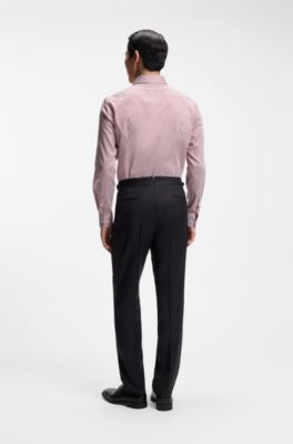 Tapered-fit trousers in virgin-wool serge, Dark Blue