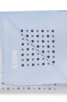 Printed pocket square with logo, Light Blue