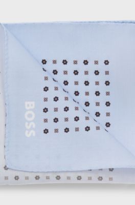 Printed pocket square with logo, Light Blue