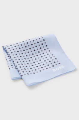 Printed pocket square with logo, Light Blue