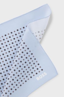 Printed pocket square with logo, Light Blue